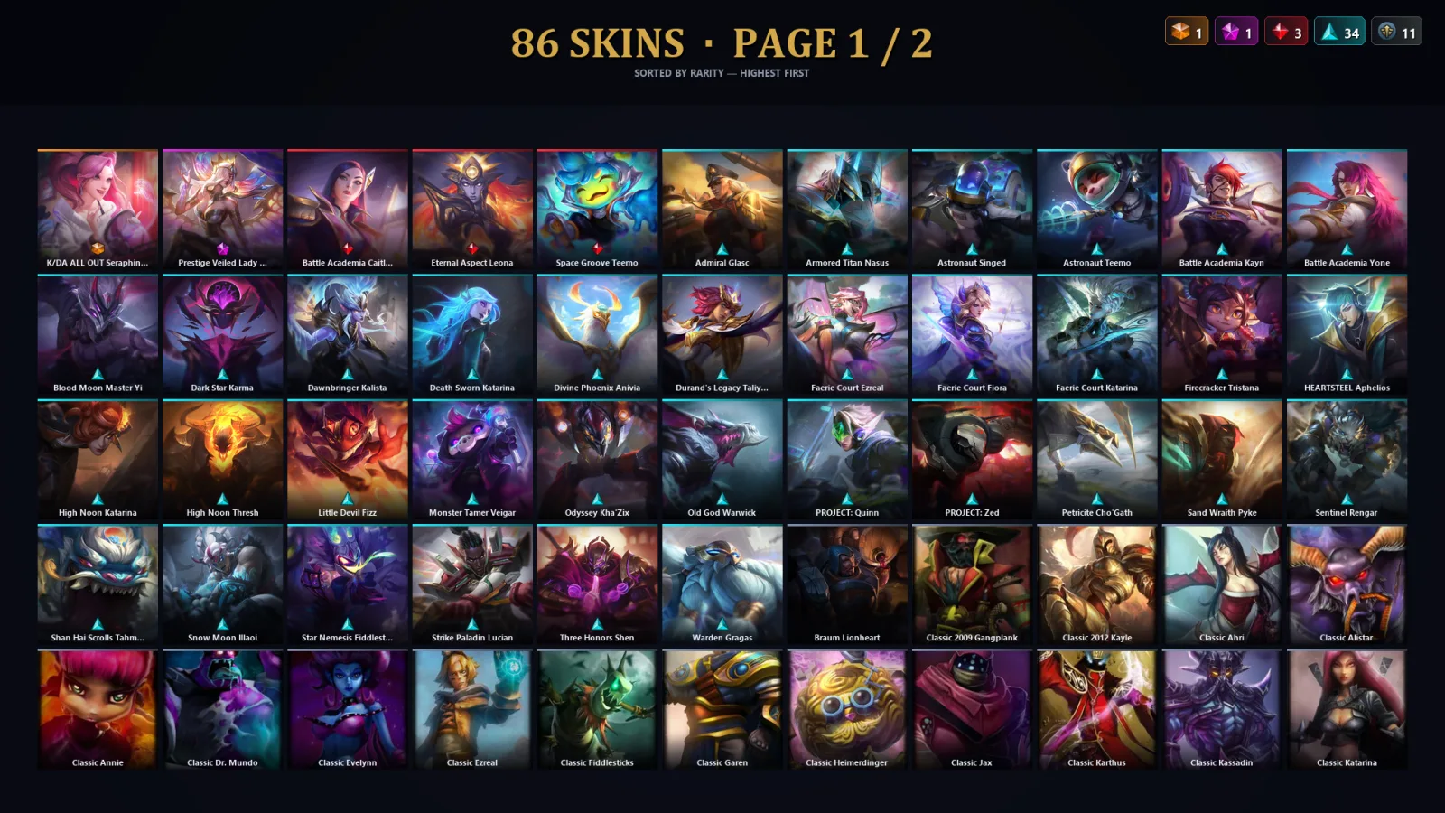 [LoL] | TR | Level 48 | Bronze II | 83 Champions | 86 Skins | 26,143 BE