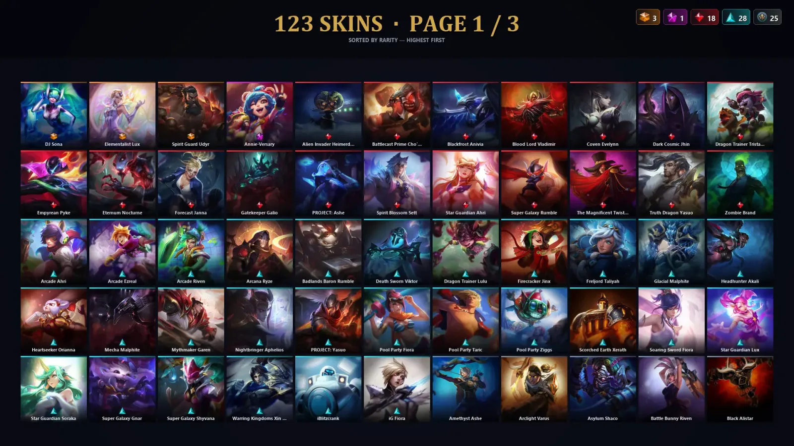 [LoL] | EUW | Level 77 | 155 Champions | 123 Skins