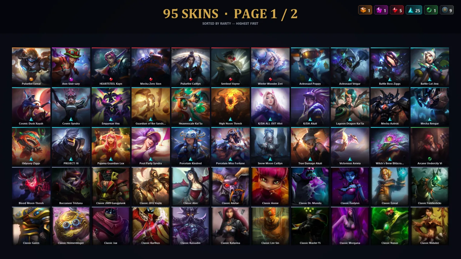 [LoL] | EUW | Level 212 | Silver III | 173 Champions | 95 Skins | 107,127 BE
