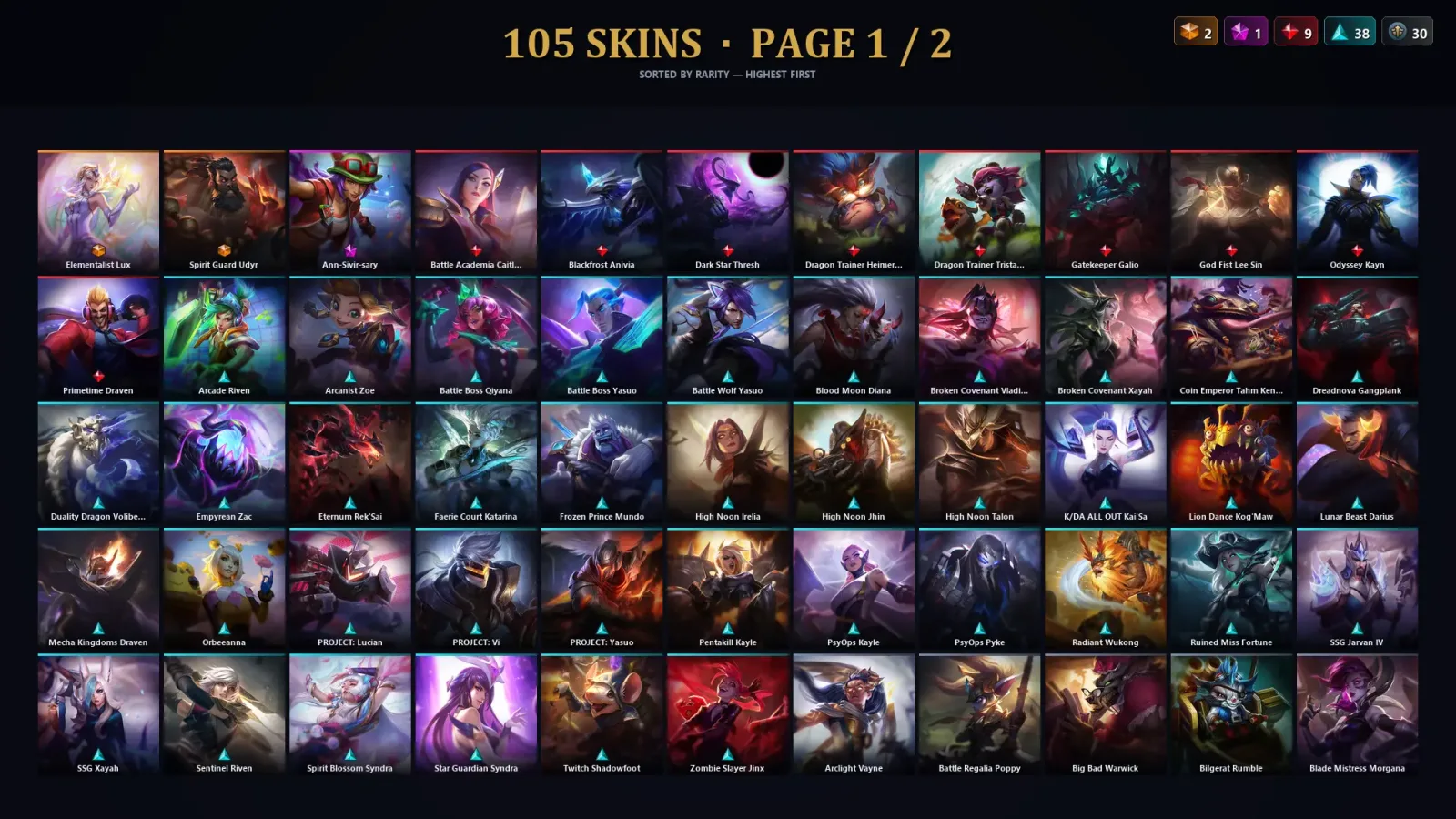 [LoL] | TR | Level 440 | 173 Champions | 105 Skins | 81,143 BE