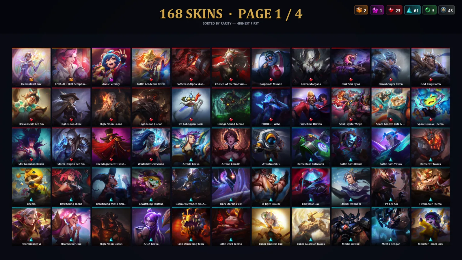 [LoL] | TR | Level 335 | Gold I | 172 Champions | 168 Skins | 79,951 BE — Gold League of Legends