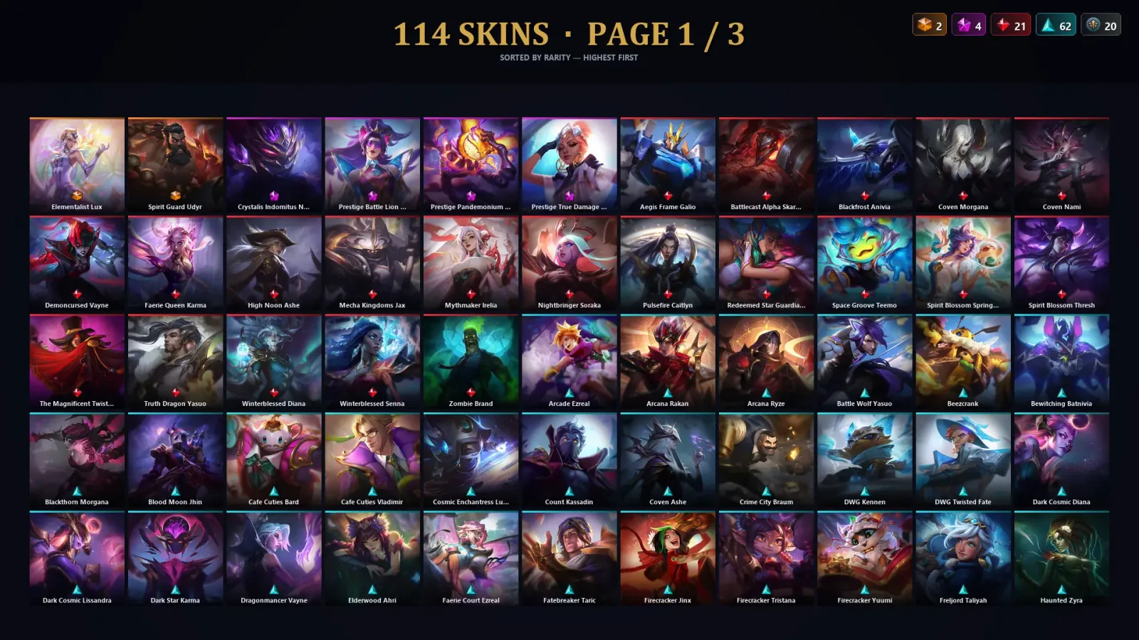 [LoL] | EUW | Level 48 | Platinum II | 100 Champions | 114 Skins