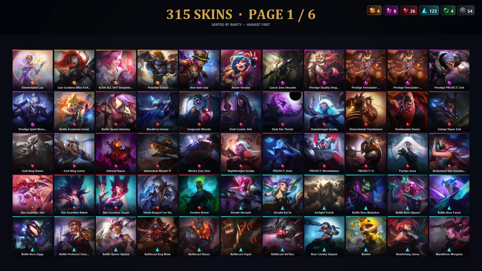 [LoL] | EUW | Level 500 | 173 Champions | 315 Skins | 46,550 BE