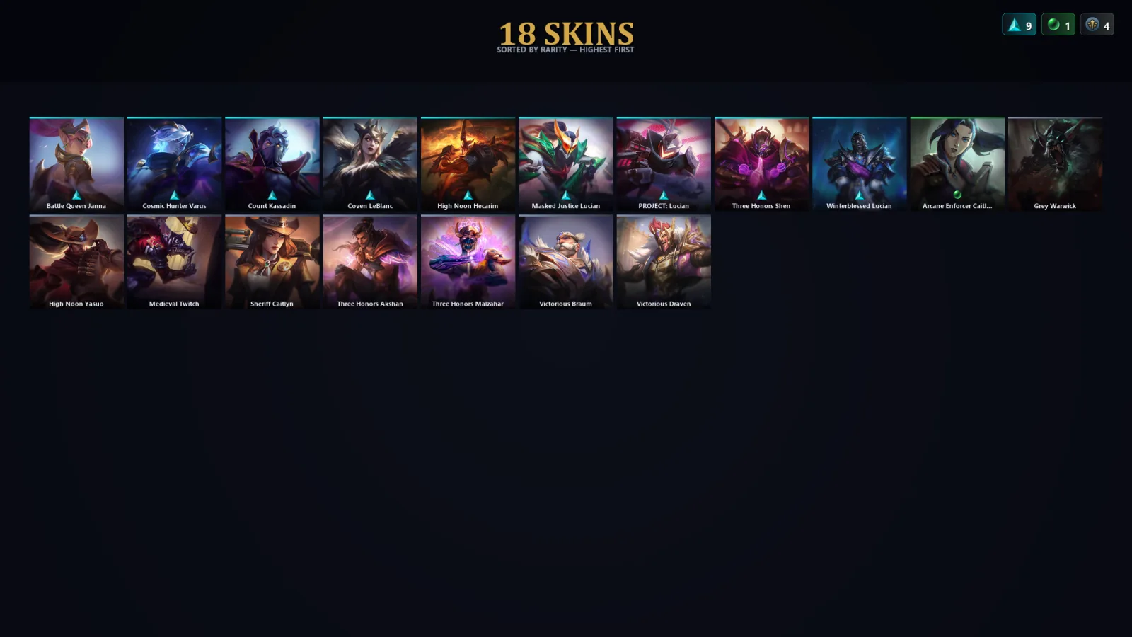 [LoL] | EUW | Level 56 | Diamond I | 64 Champions | 18 Skins | 19,077 BE