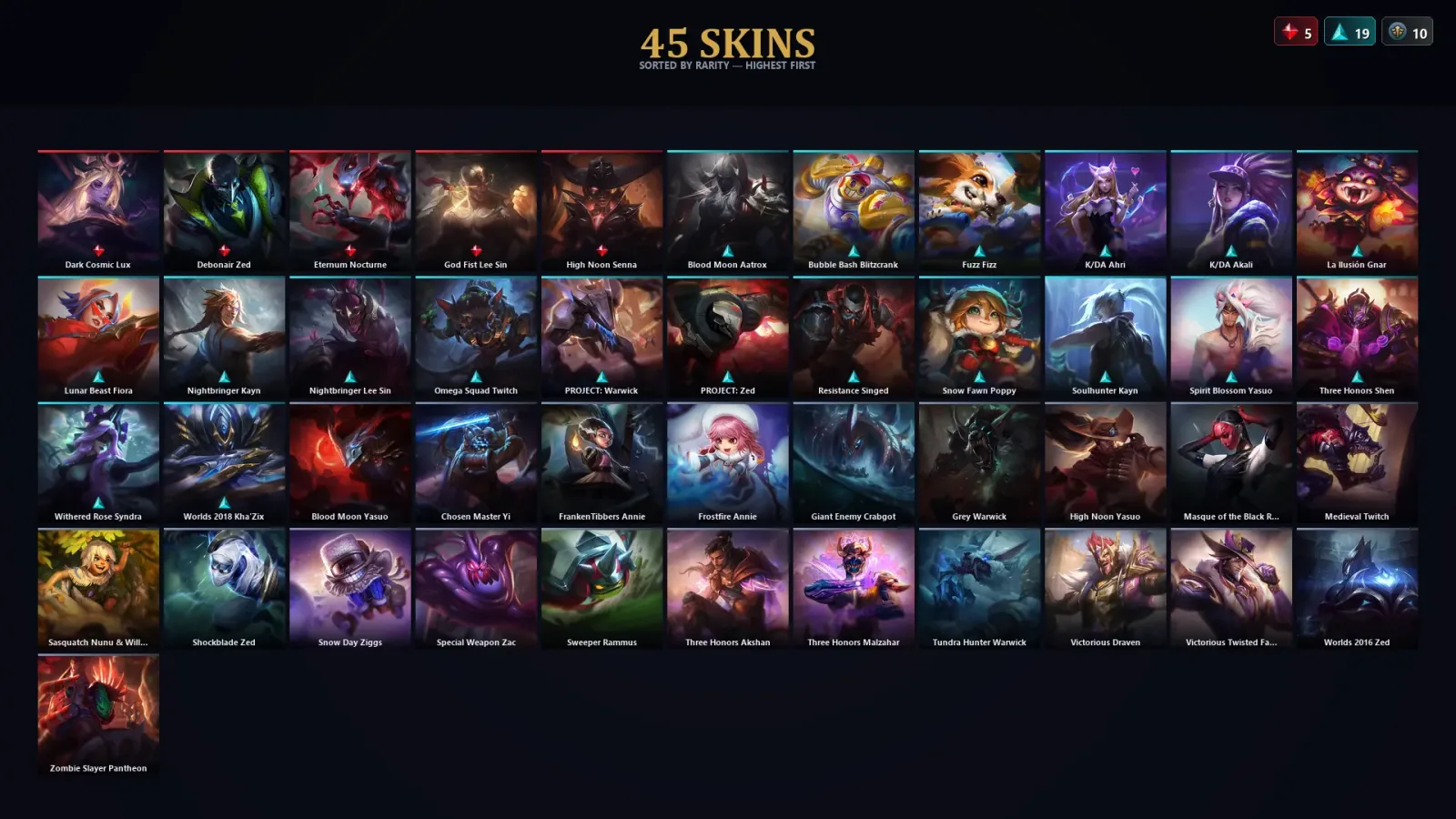 [LoL] | TR | Level 149 | Gold IV | 148 Champions | 45 Skins | 22,149 BE