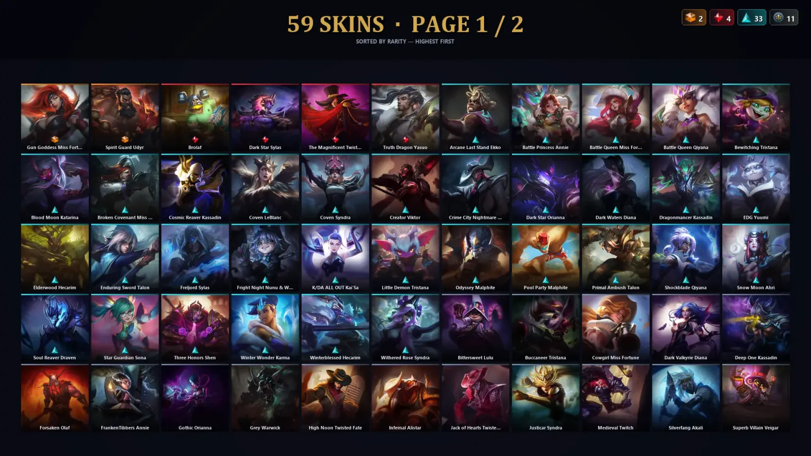 [LoL] | EUW | Level 46 | Diamond III | 62 Champions | 59 Skins — LoL account