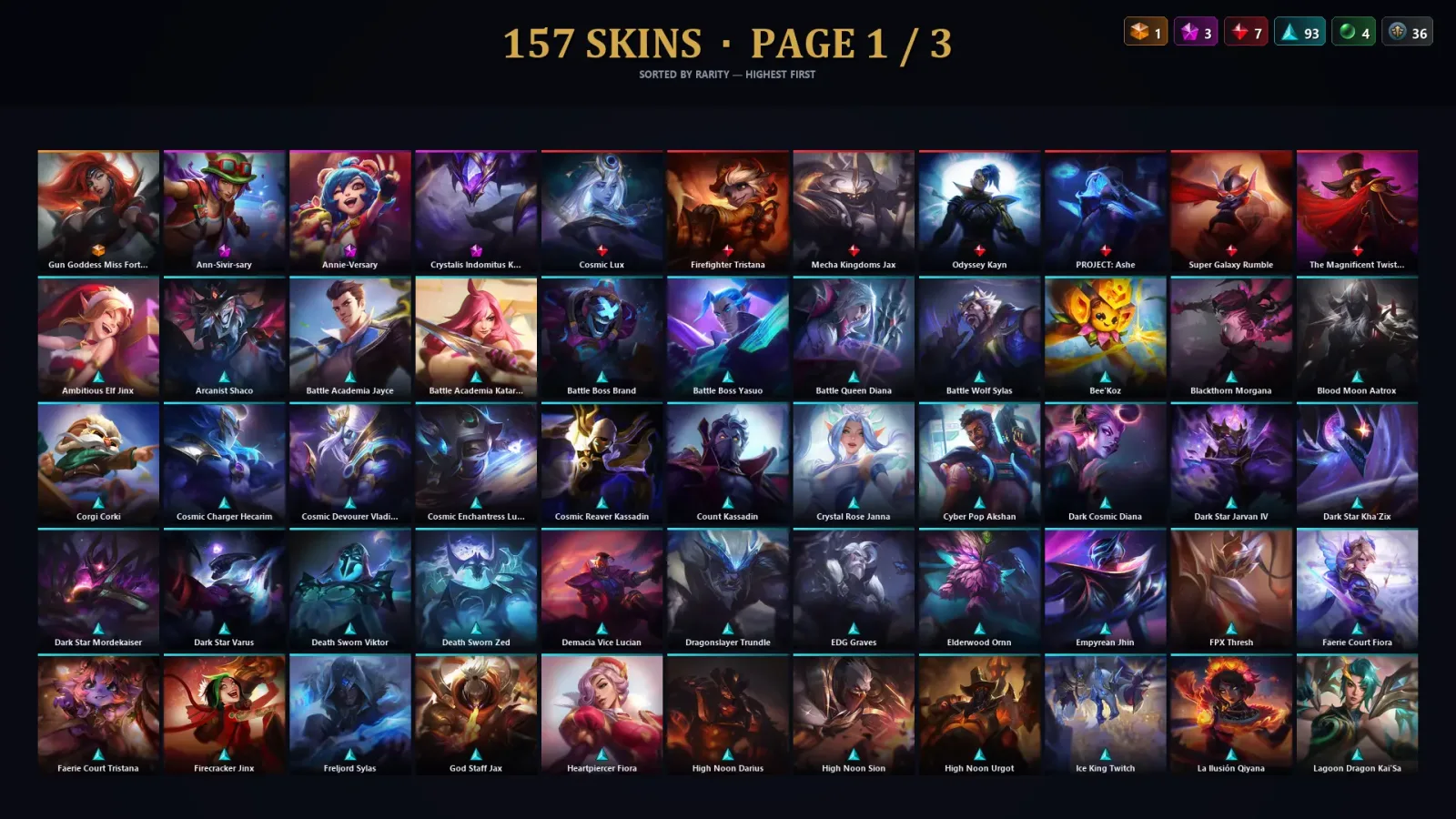 [LoL] | TR | Level 500 | Gold III | 172 Champions | 157 Skins | 76,227 BE — LoL account