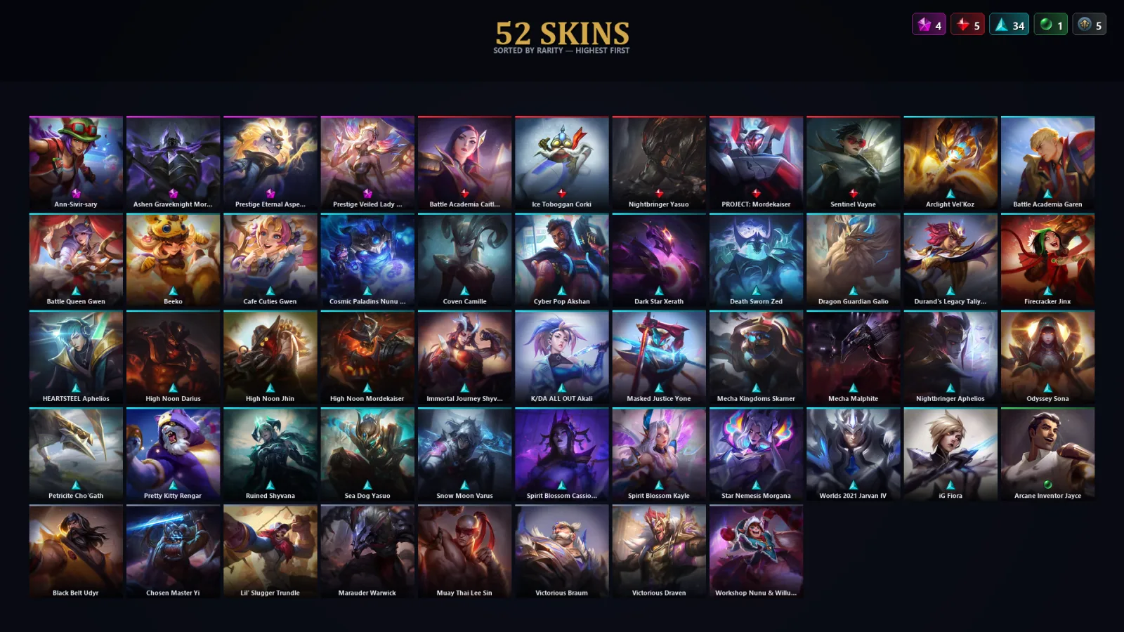 [LoL] | TR | Level 75 | Gold III | 88 Champions | 52 Skins | 10,720 BE