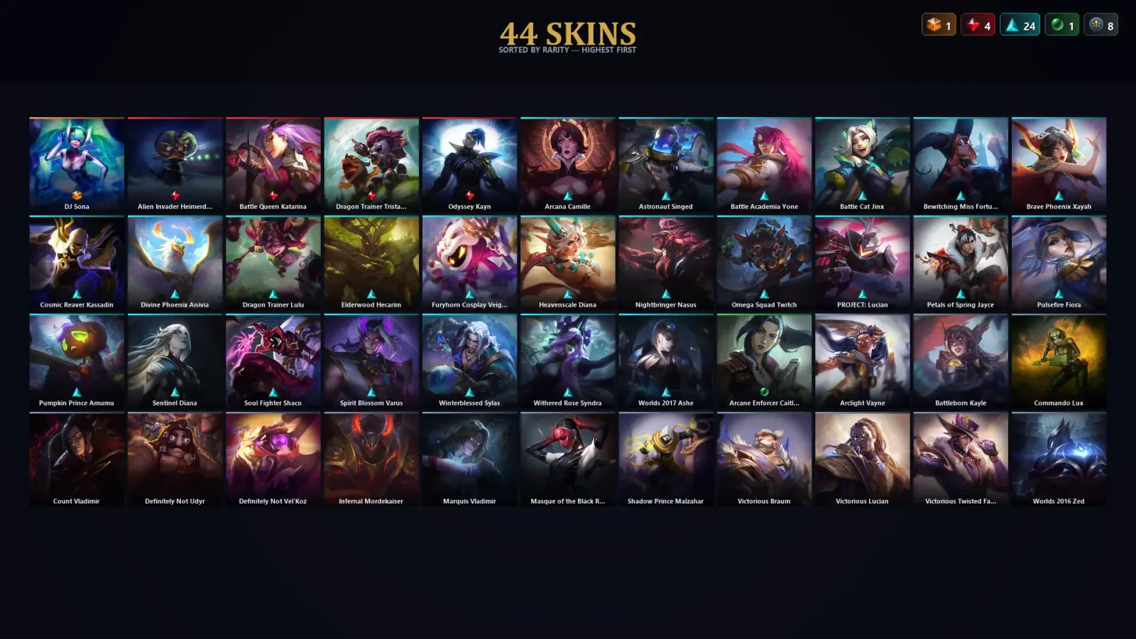 [LoL] | TR | Level 237 | Emerald III | 172 Champions | 44 Skins | 18,897 BE