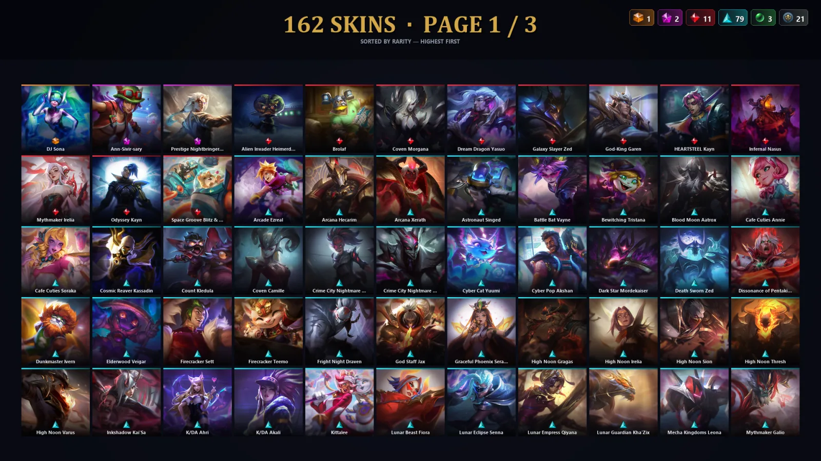 [LoL] | TR | Level 500 | Silver I | 173 Champions | 162 Skins | 66,268 BE