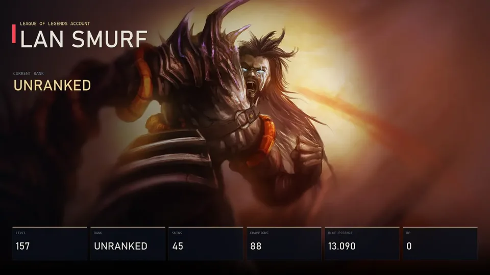 LAN | Demonblade Tryndamere | Battle Queen Katarina | High Noon Lucian | Star Guardian Xayah | FPX Vayne | Unranked | 45 Skin | 88 Champion — main preview