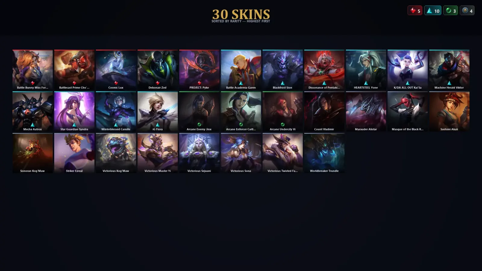 [LoL] | TR | Level 109 | 70 Champions | 30 Skins