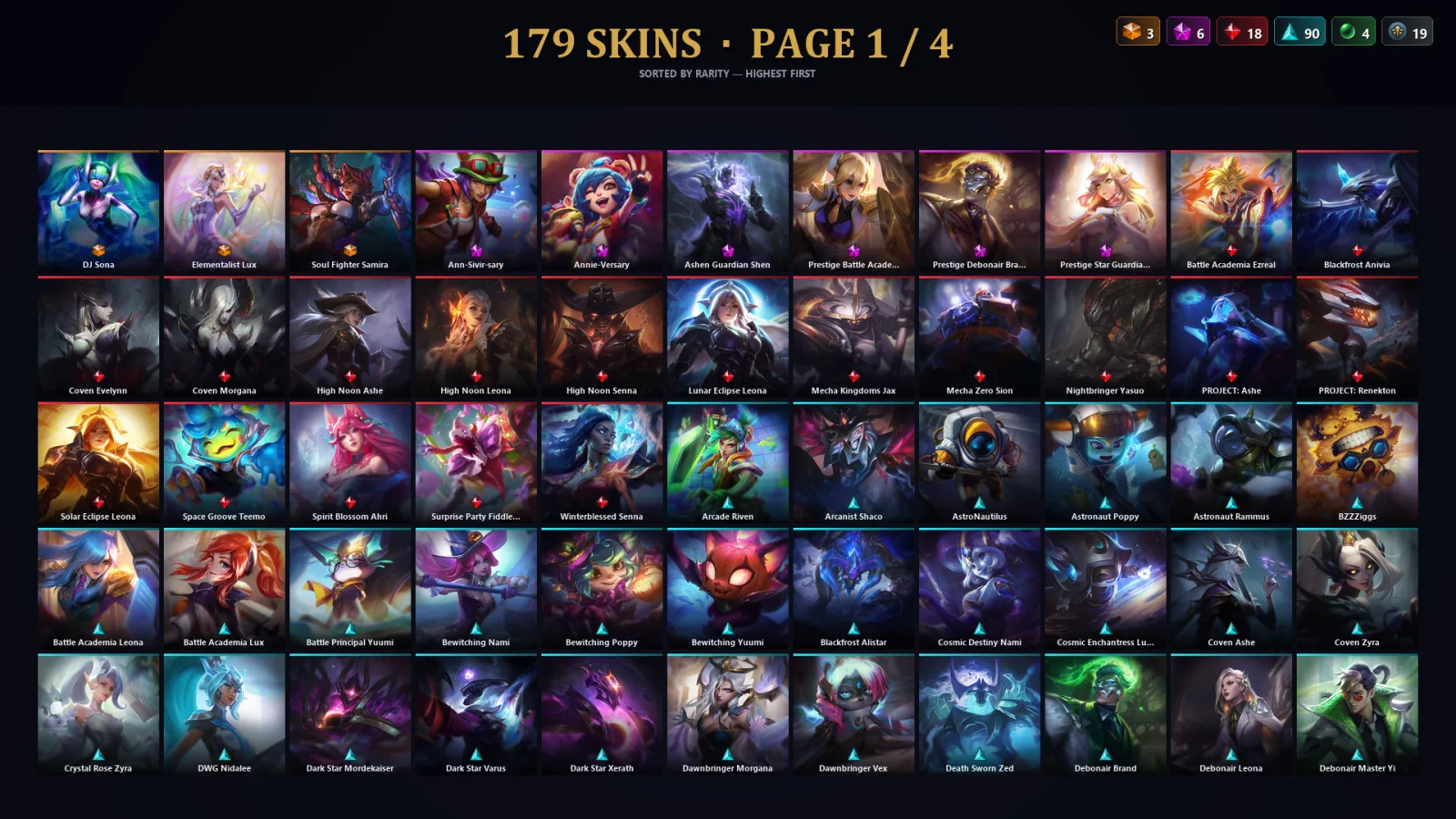 [LoL] | TR | Level 454 | Silver IV | 155 Champions | 147 Skins | 19,143 BE