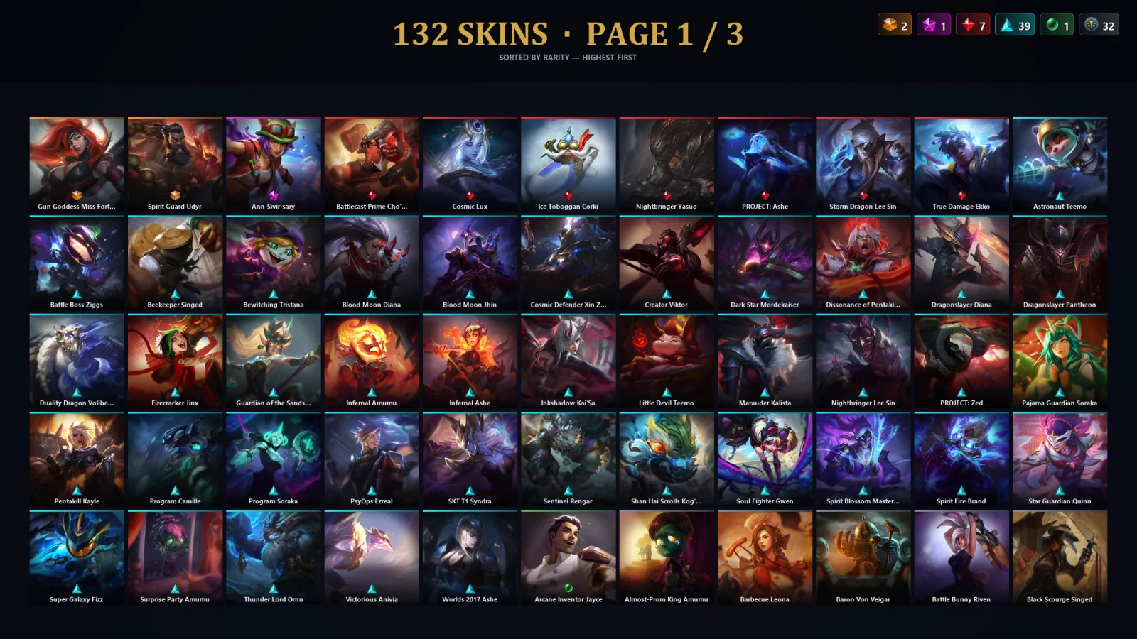 [LoL] | TR | Level 270 | Platinum IV | 172 Champions | 132 Skins | 23,664 BE
