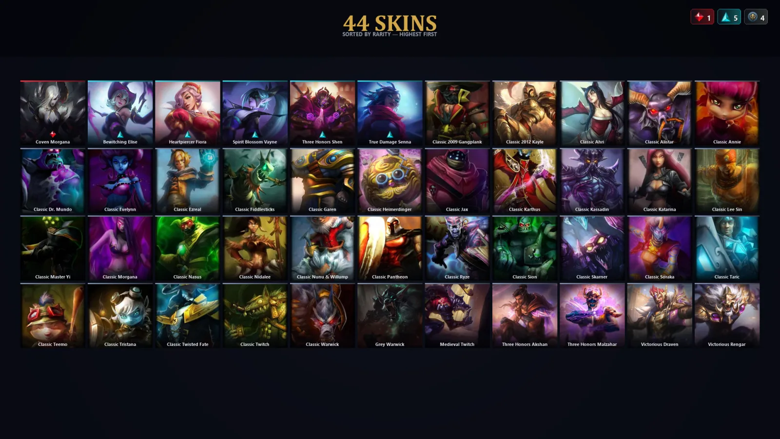 [LoL] | TR | Level 44 | Diamond IV | 74 Champions | 12 Skins | 10,805 BE