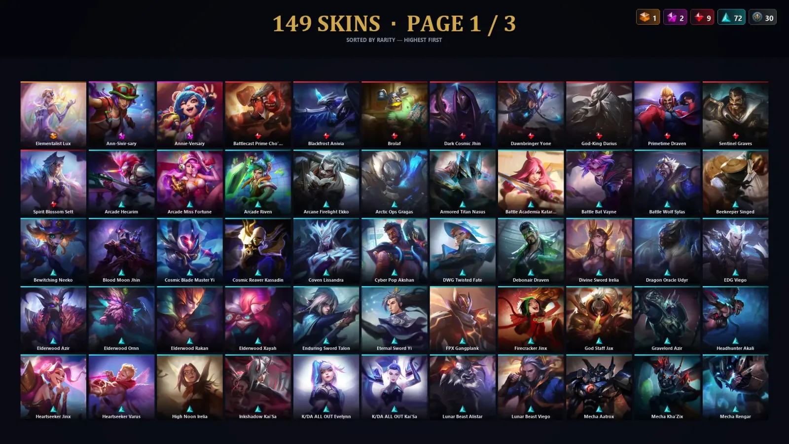 [LoL] | TR | Level 321 | 173 Champions | 149 Skins | 25,233 BE