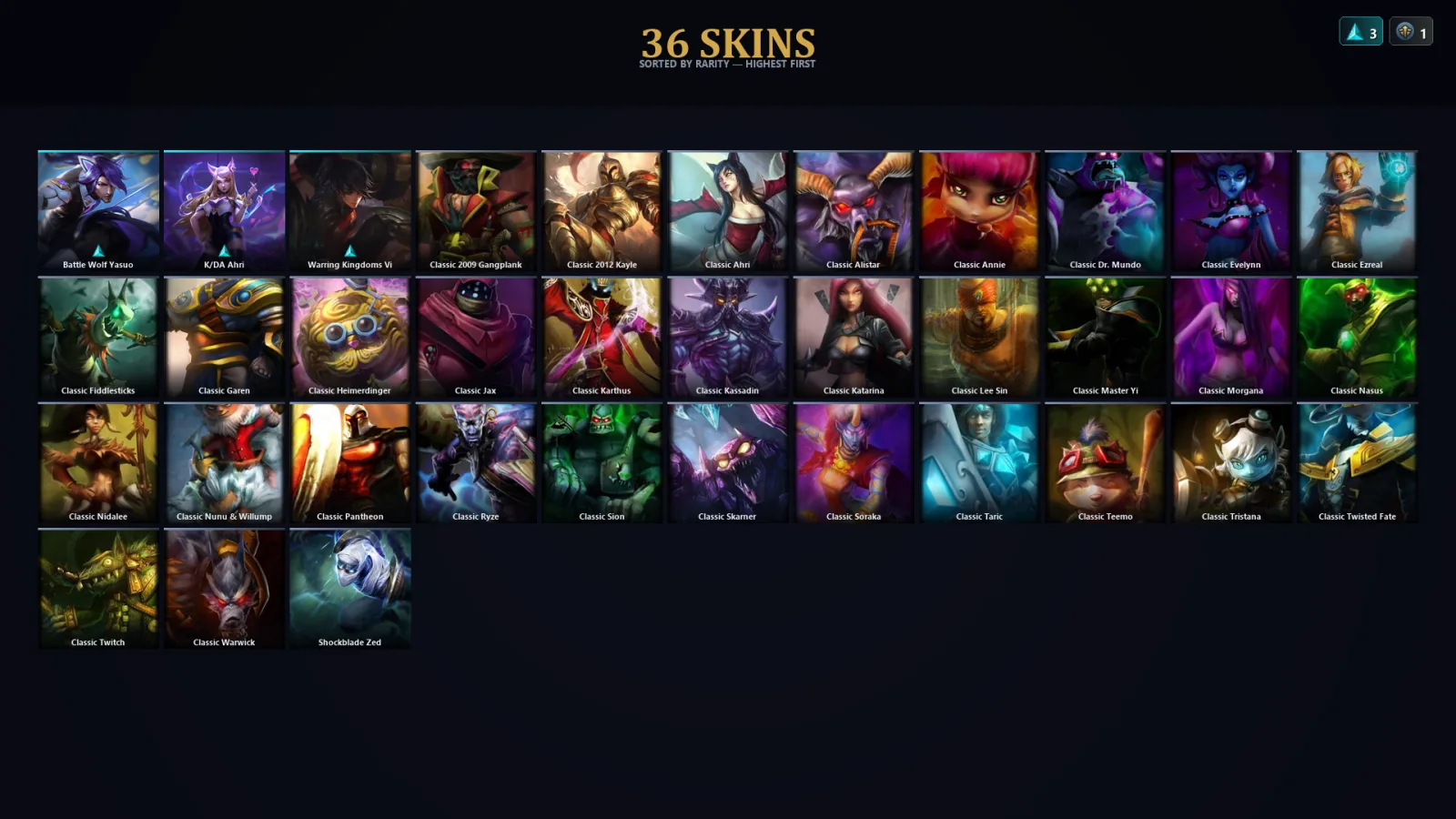 [LoL] | TR | Level 30 | 60 Champions | 36 Skins | 16,875 BE