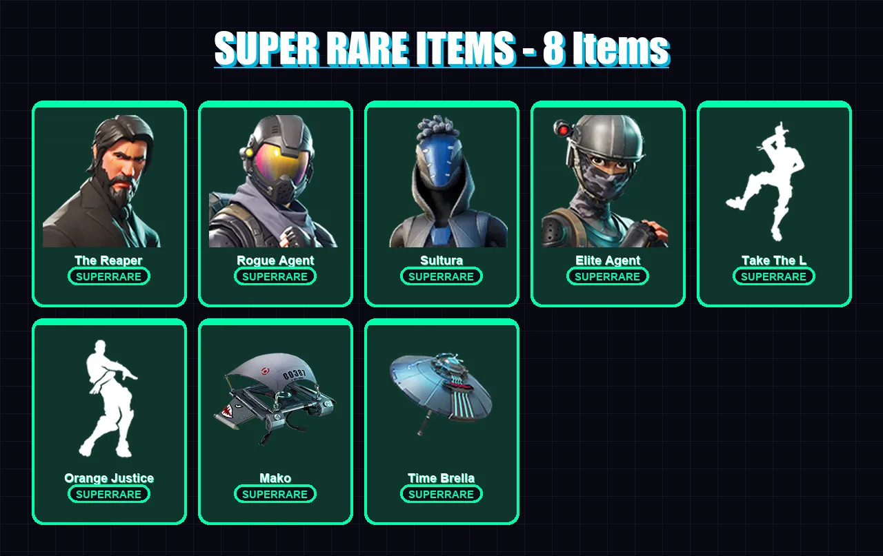 [PS4/PS5/XBOX/PC] | The Reaper | Rogue Agent | Sultura | Elite Agent | Luxe | 67 skin | 72 pickaxe | 62 emote | 79 glider | Lv1125 — Fortnite account