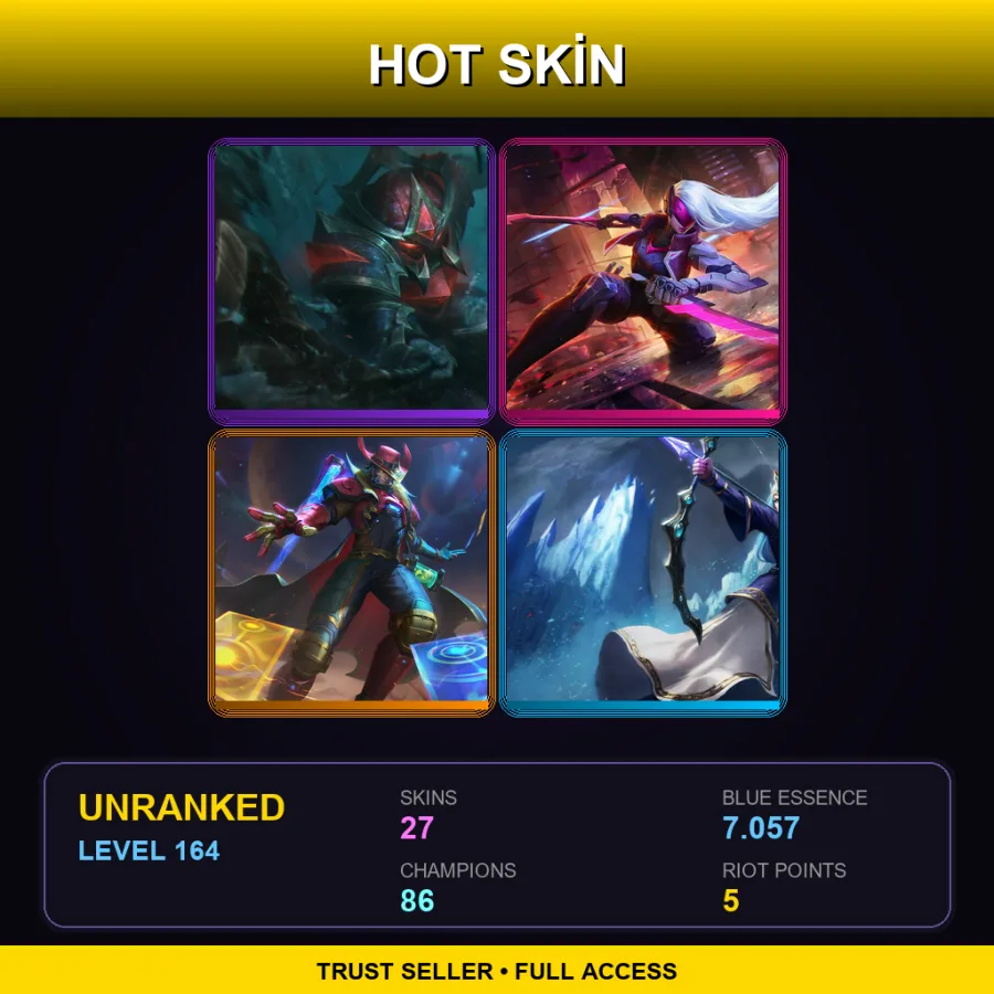 LAS | Lv164 | Unranked | 27 Skin | 86 Champ — Order Of The Lotus Karma