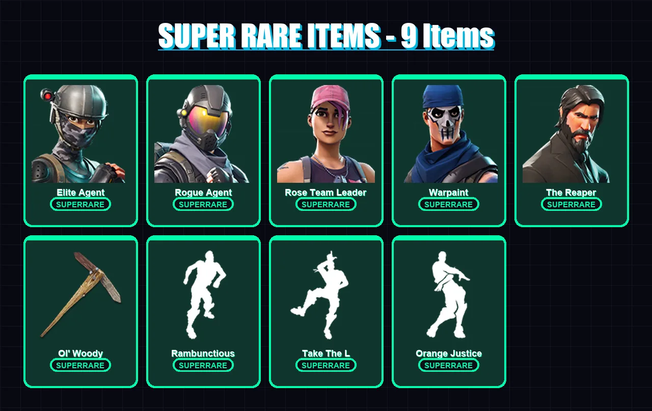 [PS4/PS5/PC] | Elite Agent | Rogue Agent | Rose Team Leader | Warpaint | The Reaper | 61 skin | 63 pickaxe | 61 emote | 51 glider | Lv634 — Fortnite account
