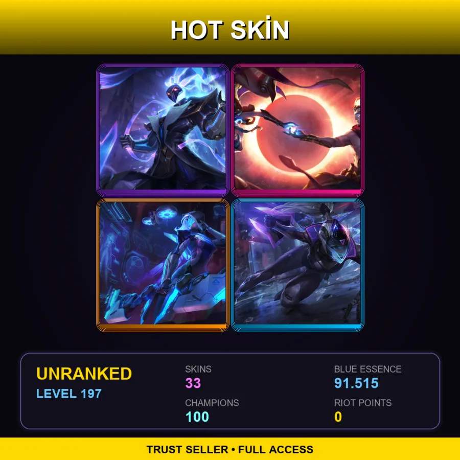 JP | Lv197 | Unranked | 33 Skin | 100 Champ
