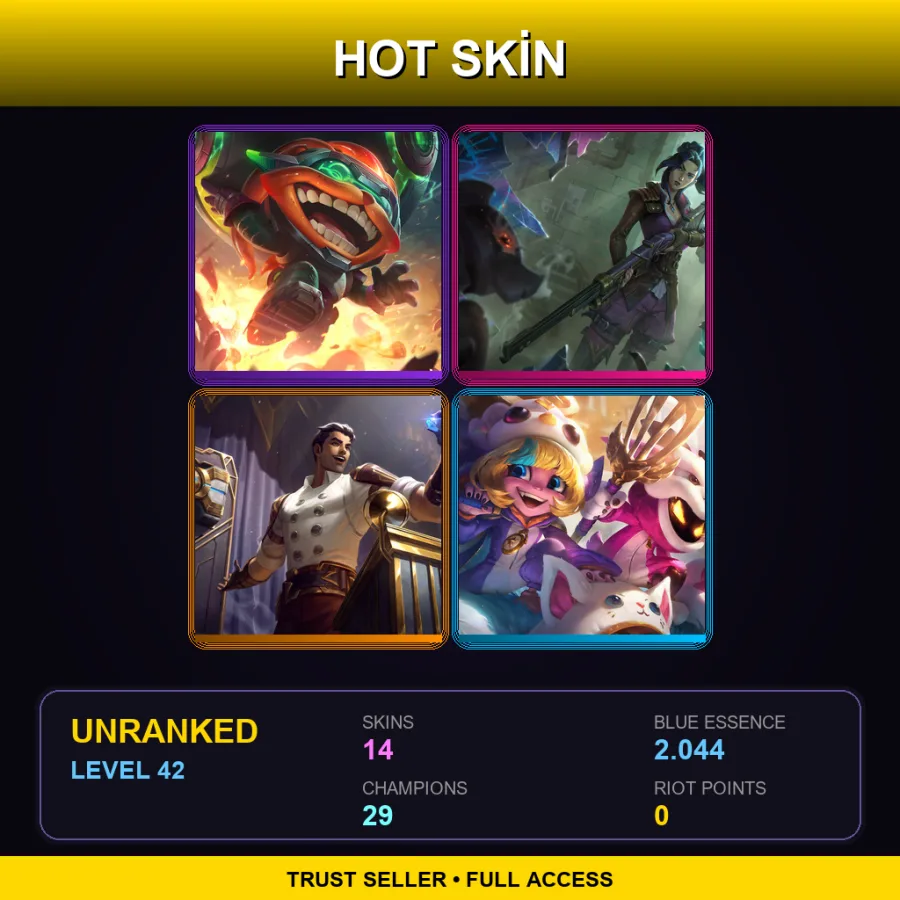 EUW | Lv42 | Unranked | 14 Skin | 29 Champ