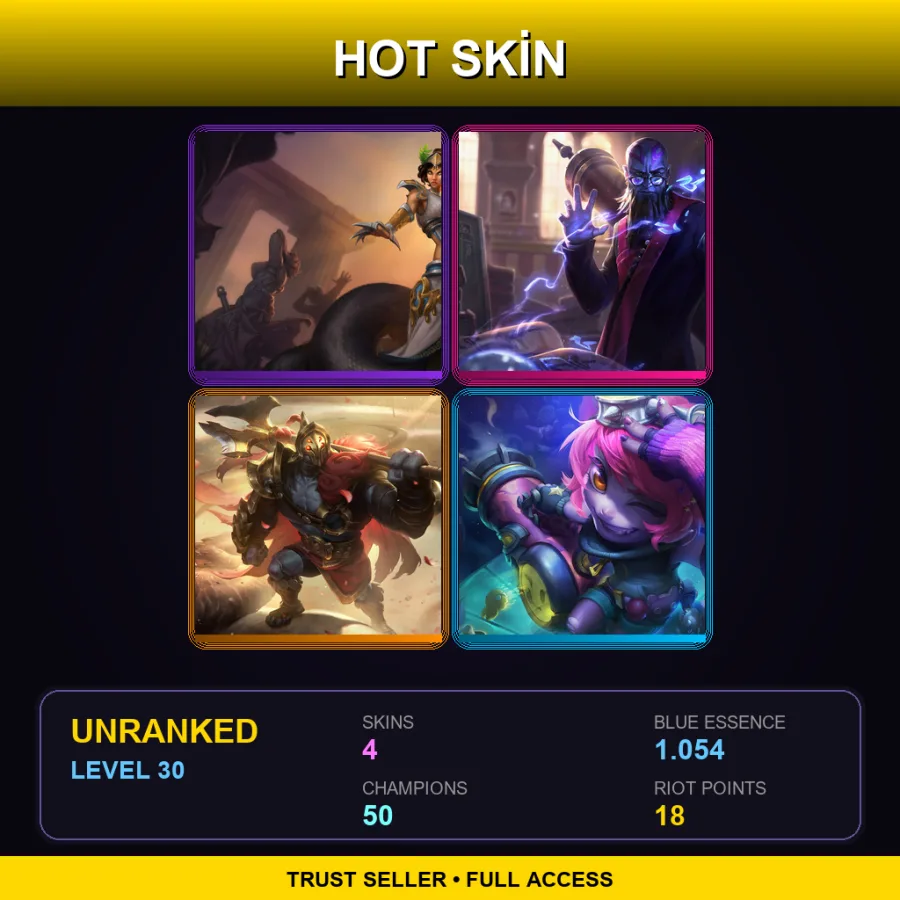 EUNE | Lv30 | Unranked | 4 Skin | 50 Champ