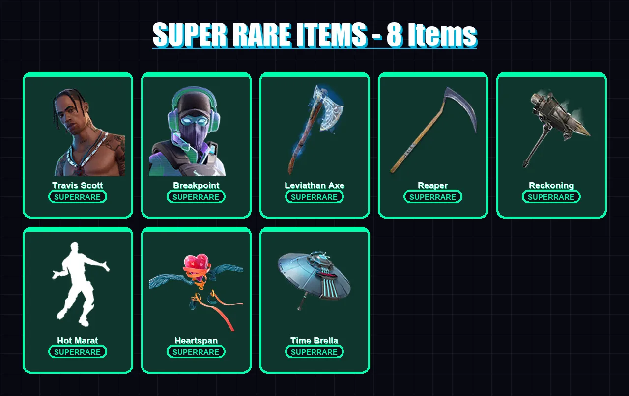 [PS4/PS5/PC] | Travis Scott | Breakpoint | The Prisoner | Polarity | Fallen Love Ranger | 253 skin | 238 pickaxe | 175 emote | 186 glider | Lv4252 — Fortnite account