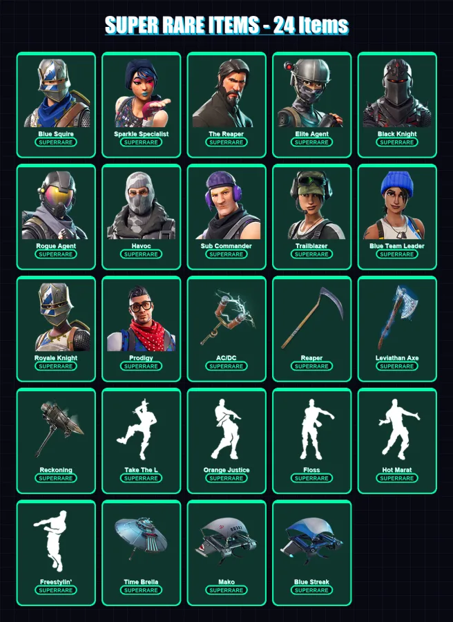 [PC/XBOX] | Blue Squire | Sparkle Specialist | The Reaper | Elite Agent | Black Knight | 131 skin | 147 pickaxe | 127 emote | 137 glider | Lv2674