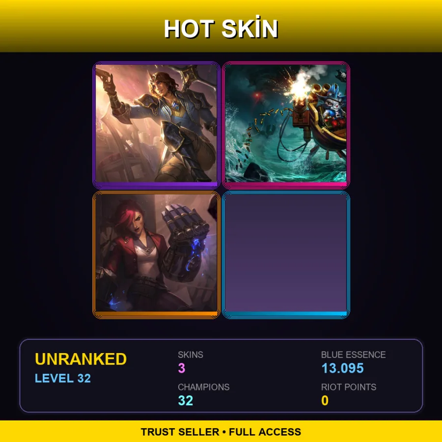 LAS | Lv32 | Unranked | 3 Skin | 32 Champ — LoL account