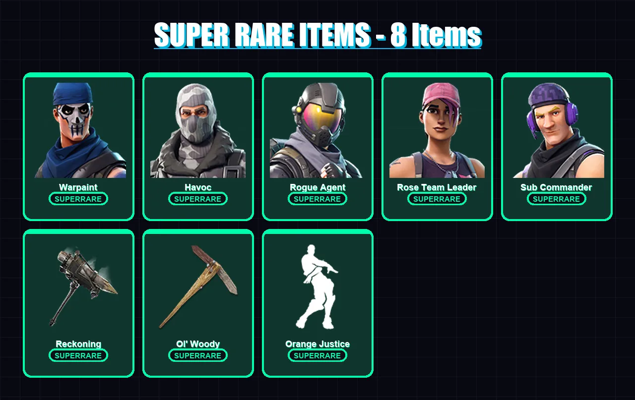[PC/XBOX/PSN] | Warpaint | Havoc | Rogue Agent | Rose Team Leader | Sub Commander | 85 skin | 72 pickaxe | 72 emote | 78 glider | Lv820 — Fortnite account