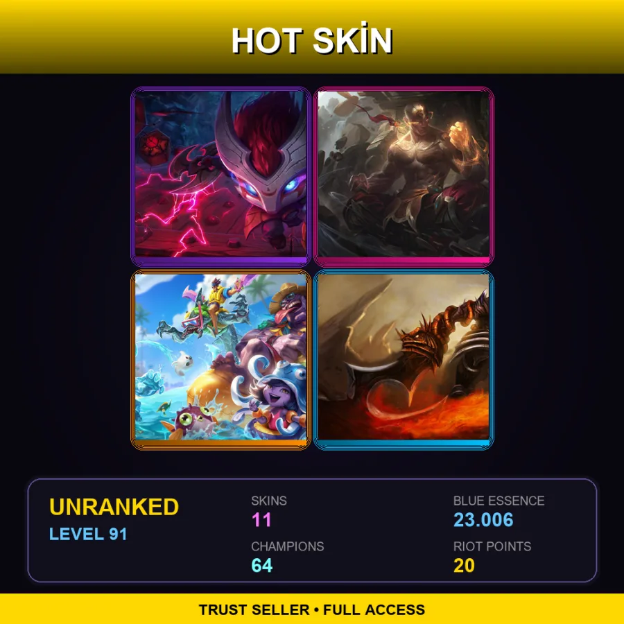 TR | Lv91 | Unranked | 11 Skin | 64 Champ