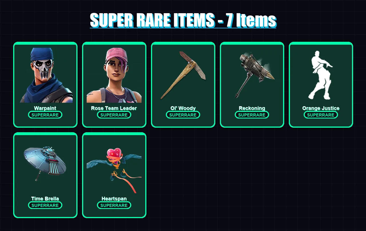 [PC/XBOX/PSN] | Warpaint | Rose Team Leader | Enforcer | Luxe | Ruin | 102 skin | 106 pickaxe | 97 emote | 103 glider | Lv1390