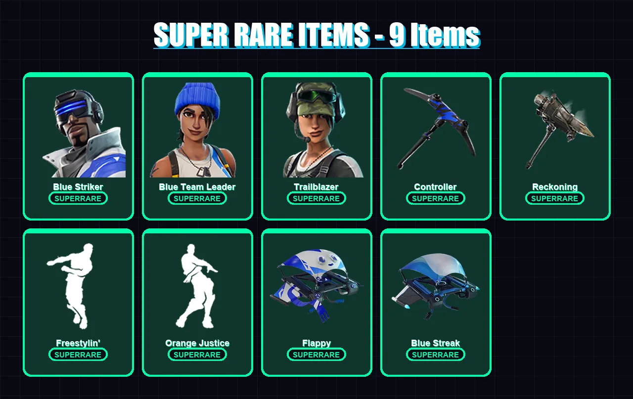[PC/XBOX/PSN] | Blue Striker | Blue Team Leader | Trailblazer | Carbide | Drift | 26 skin | 30 pickaxe | 22 emote | 27 glider | Lv309