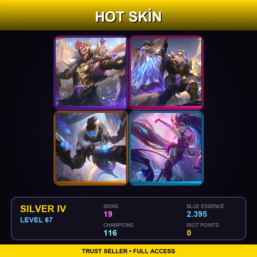 KR | Lv67 | Silver IV | 19 Skin | 116 Champ — LoL account