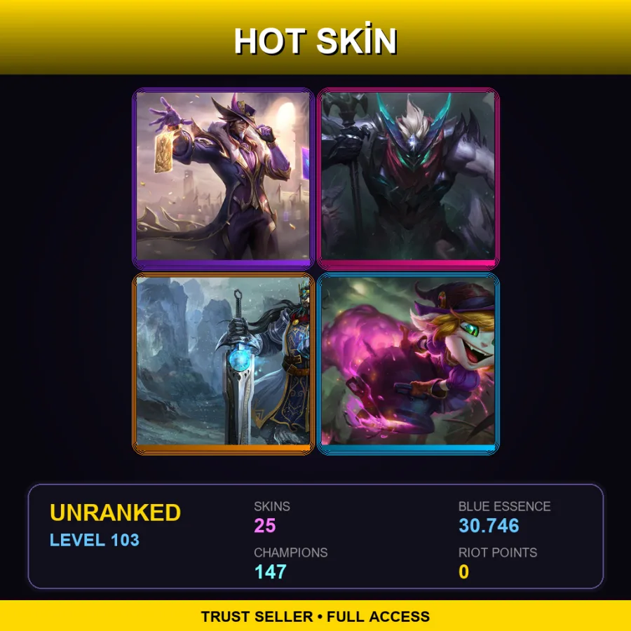 VN | Lv103 | Unranked | 25 Skin | 147 Champ — LoL account