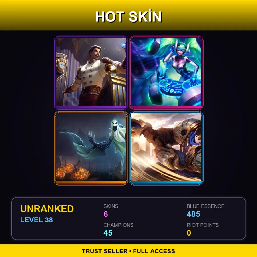 LAN | Lv38 | Unranked | 6 Skin | 45 Champ — Garen Skin 43