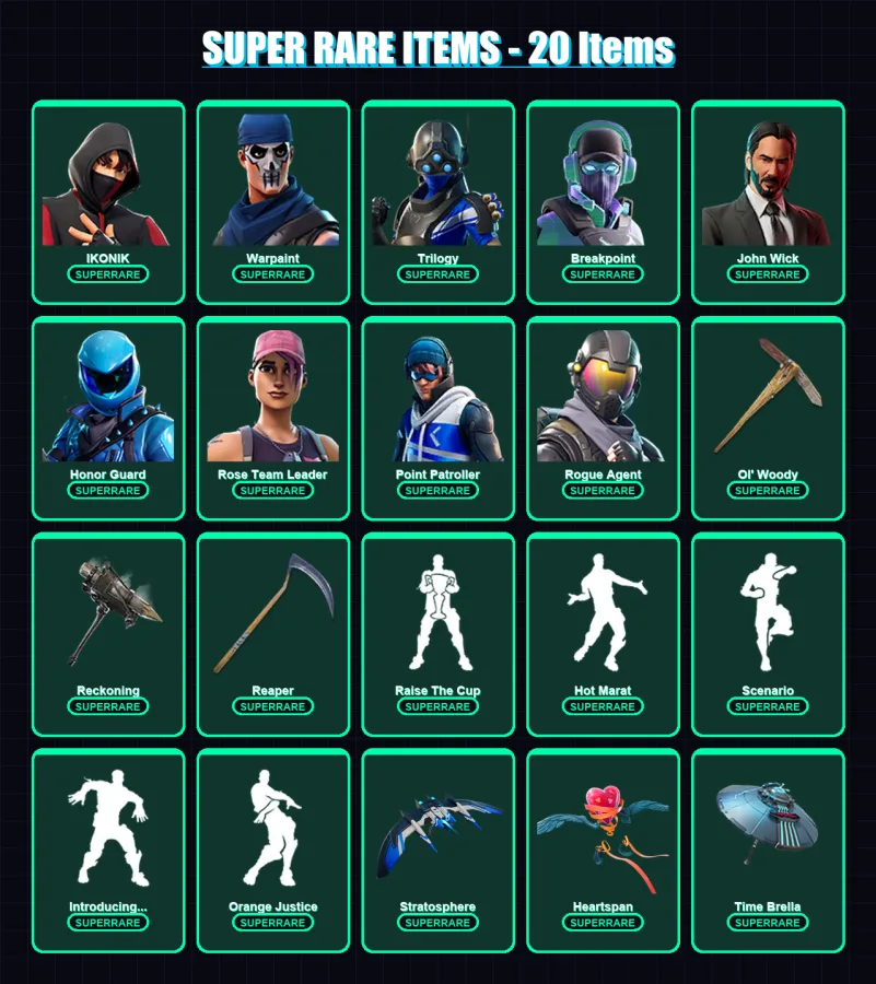 [PC/XBOX] | IKONIK | Warpaint | Trilogy | Breakpoint | John Wick | 138 skin | 105 pickaxe | 113 emote | 99 glider | Lv1531 — Fortnite account