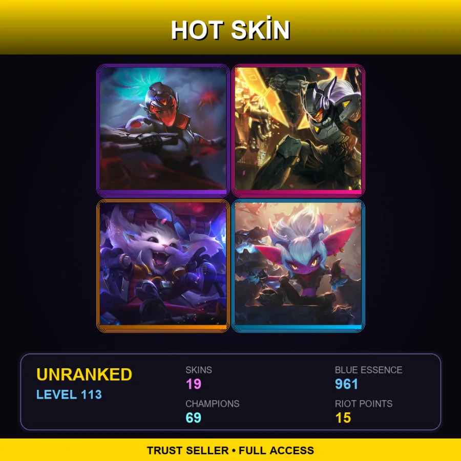 EUNE | Lv113 | Unranked | 19 Skin | 69 Champ — LoL account