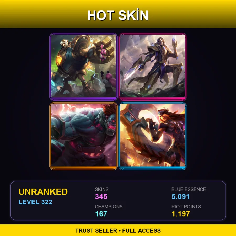 EUW | Lv322 | Unranked | 345 Skin | 167 Champ