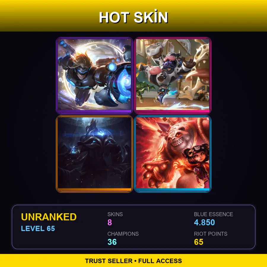 LAN | Lv65 | Unranked | 8 Skin | 36 Champ
