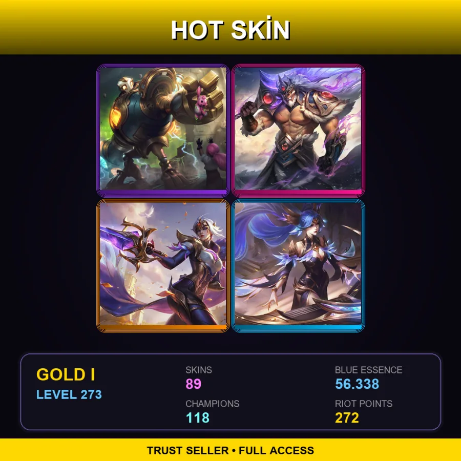 EUNE | Victorious Blitzcrank | Victorious Tryndamere | Victorious Fiora | Victorious Sona | 89 Skin | 118 Champ | Gold I | Lv273