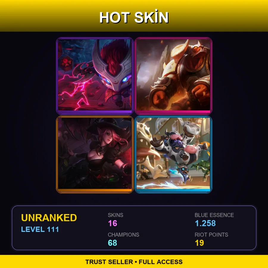 TR | Blood Moon Kennen | Infernal Alistar | Bewitching Morgana | Super Kennen | 16 Skin | 68 Champ | Lv111