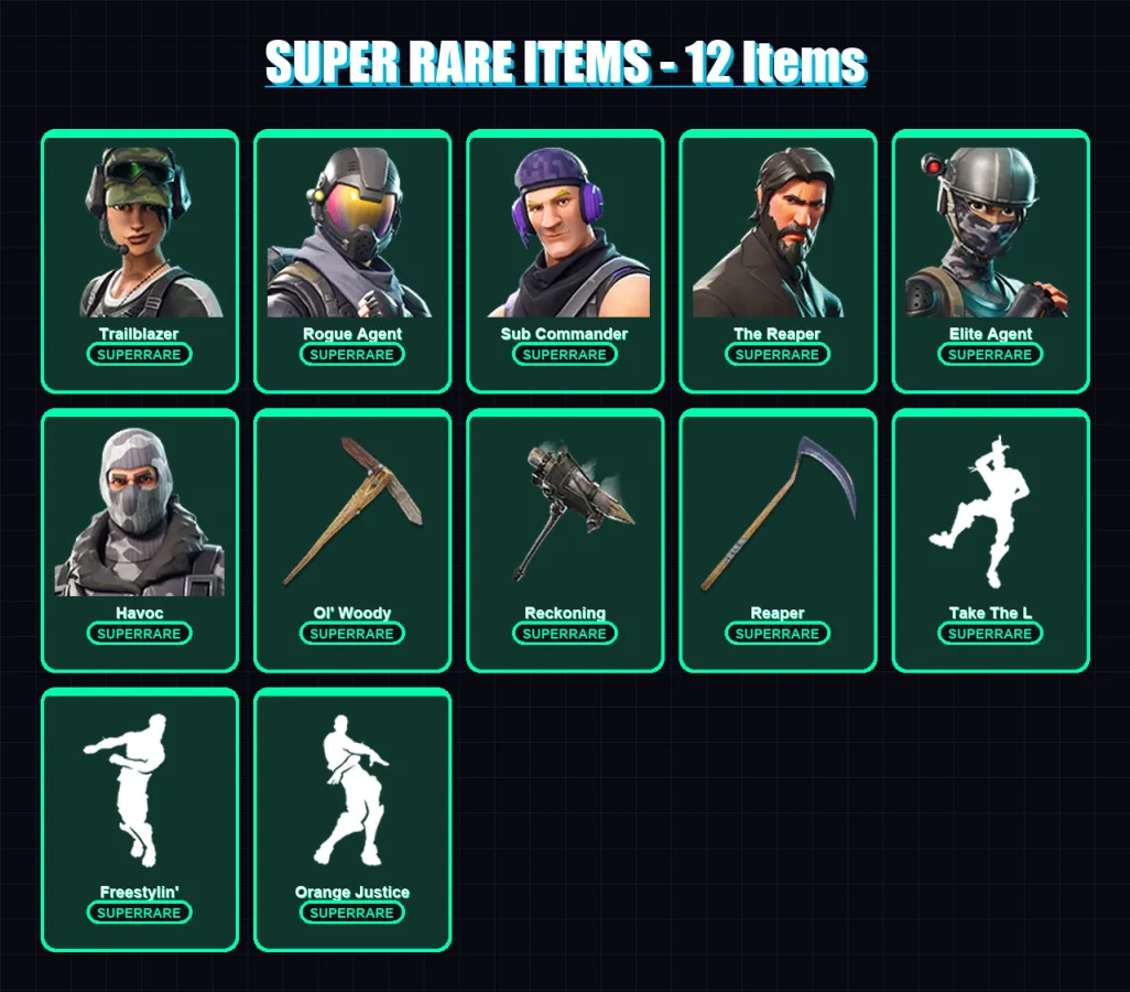 [PC/XBOX/PSN] | Trailblazer | Rogue Agent | Sub Commander | The Reaper | Elite Agent | 58 skin | 40 pickaxe | 57 emote | 44 glider | Lv563