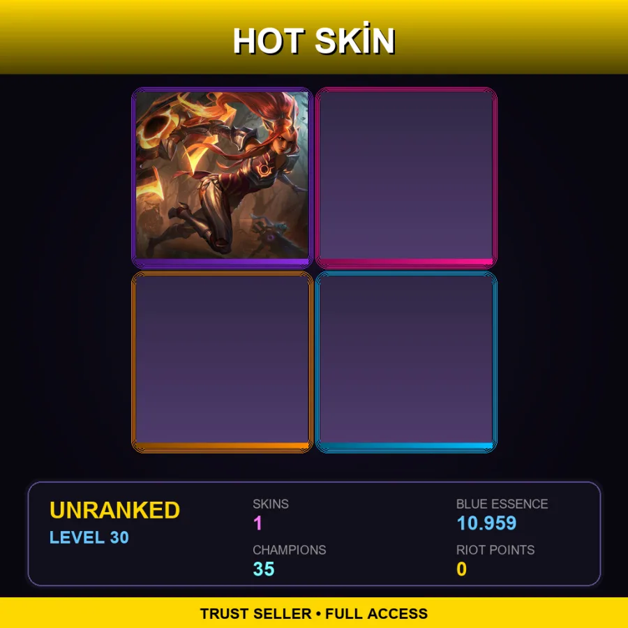 VN | Lv30 | Unranked | 1 Skin | 35 Champ — LoL account