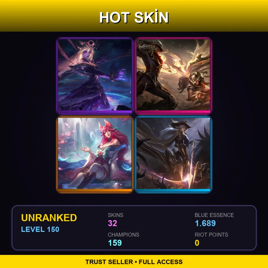 SG | Lv150 | Unranked | 32 Skin | 159 Champ