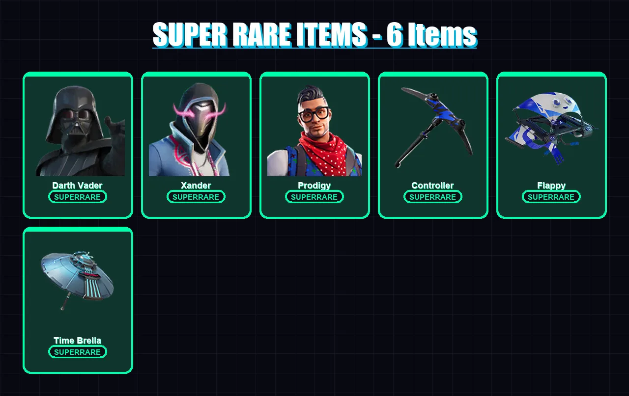[PC/XBOX/PSN] | Darth Vader | Xander | Prodigy | Kymera | Torin | 106 skin | 150 pickaxe | 108 emote | 138 glider | Lv2191