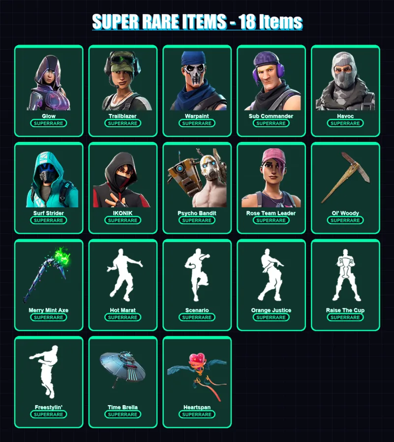 [PC/XBOX/PSN] | Glow | Trailblazer | Warpaint | Sub Commander | Havoc | 169 skin | 183 pickaxe | 179 emote | 154 glider | Lv2736