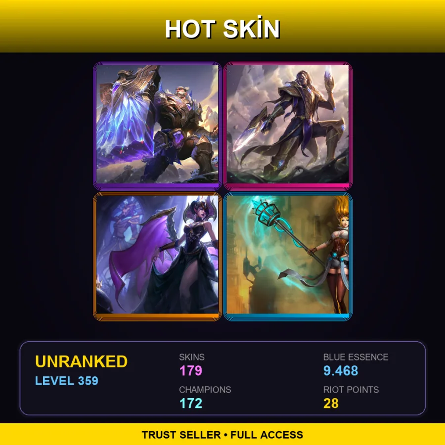 TR | Lv359 | Unranked | 179 Skin | 172 Champ — Dreadknight Garen