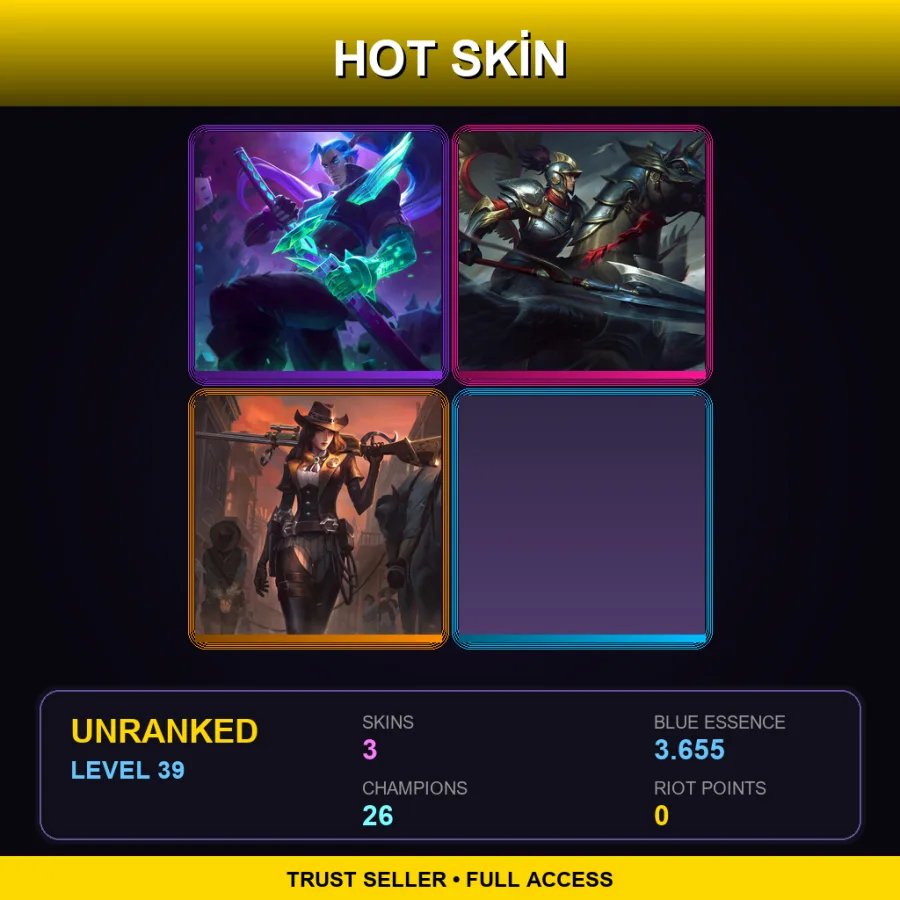 EUW | Lv39 | Unranked | 3 Skin | 26 Champ